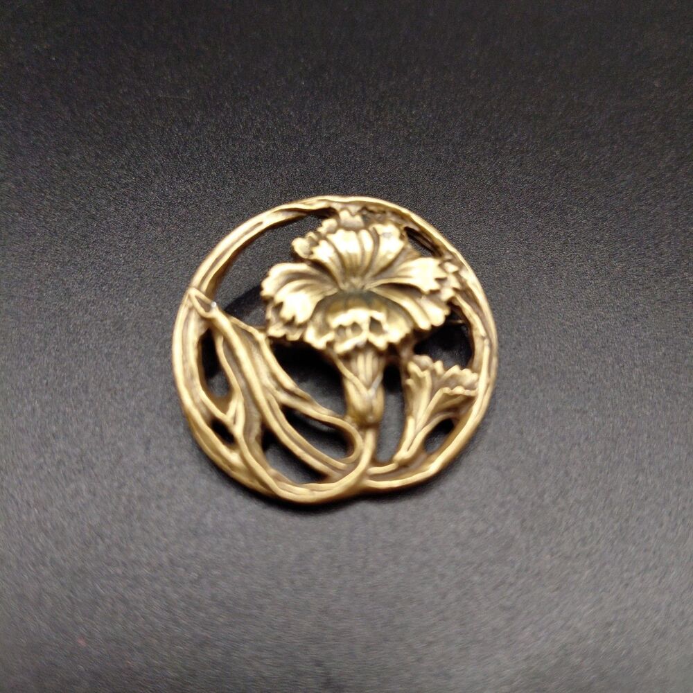 Vintage Alva Studios Floral Flower Garden Gold Tone Pin Brooch~1 1/4 Inches